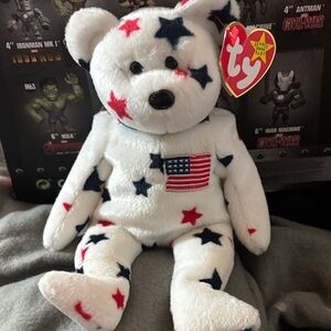 Ty Patriotic Bear - White with Red and Blue Stars